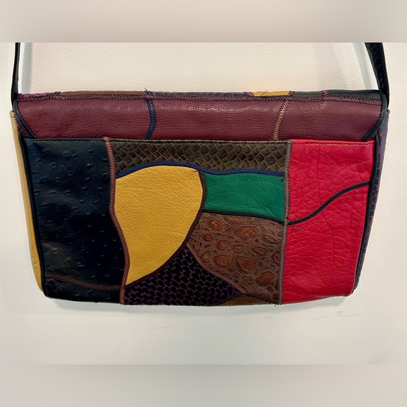 Carlos Falchi Vintage Leather Bag Patchwork EUC - Picture 5 of 11